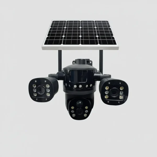 دوربین چرخشی بی سیم خورشیدی V380 مدل T36 سه لنز ۱۲ مگاپیکسل