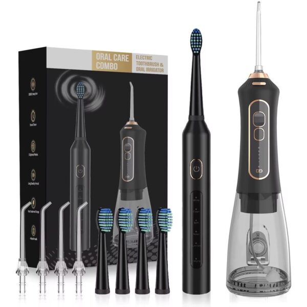 ست حرفه‌ای مسواک برقی و واترجت دهان‌شوی Blue Fire