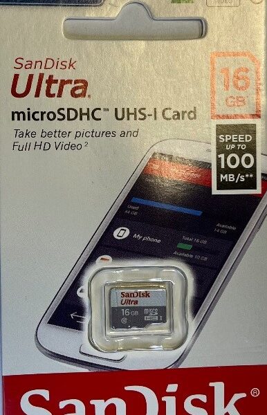 حافظه microSDHC سن دیسک Ultra  کلاس ۱۰ استاندارد UHS-I سرعت ۹۸MBps ظرفیت ۱۶ گیگابایت